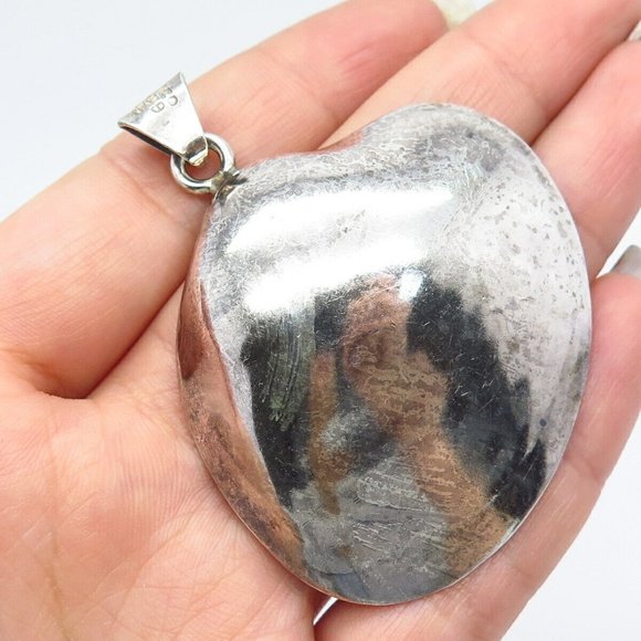 Handcrafted Silver Textured Necklace - Picture 1 of 5